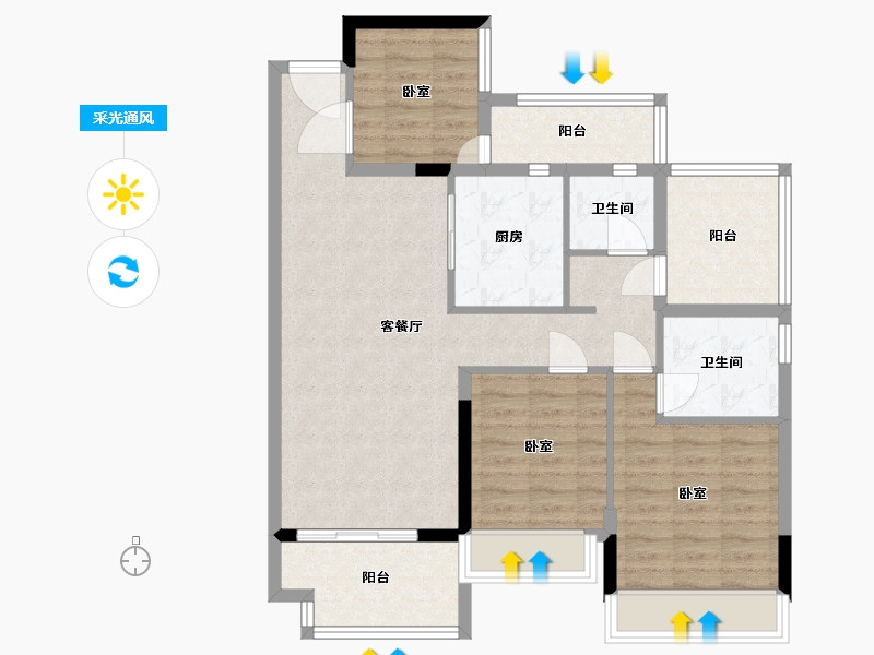 广东省-江门市-敏捷·云锦-90.36-户型库-采光通风