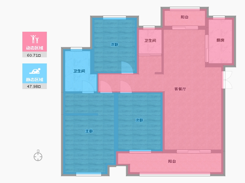 河南省-信阳市-龙湖新天地金苑-96.90-户型库-动静分区