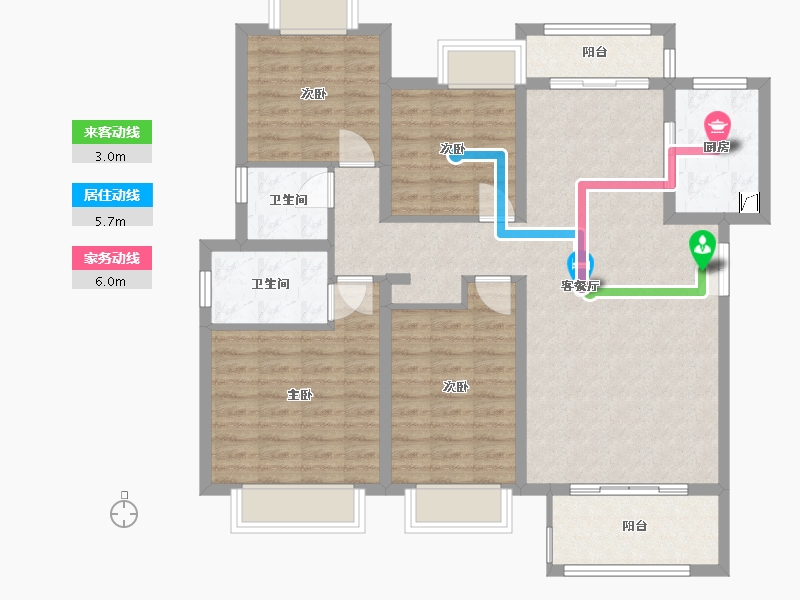 湖北省-咸宁市-雅士林桂府-105.58-户型库-动静线