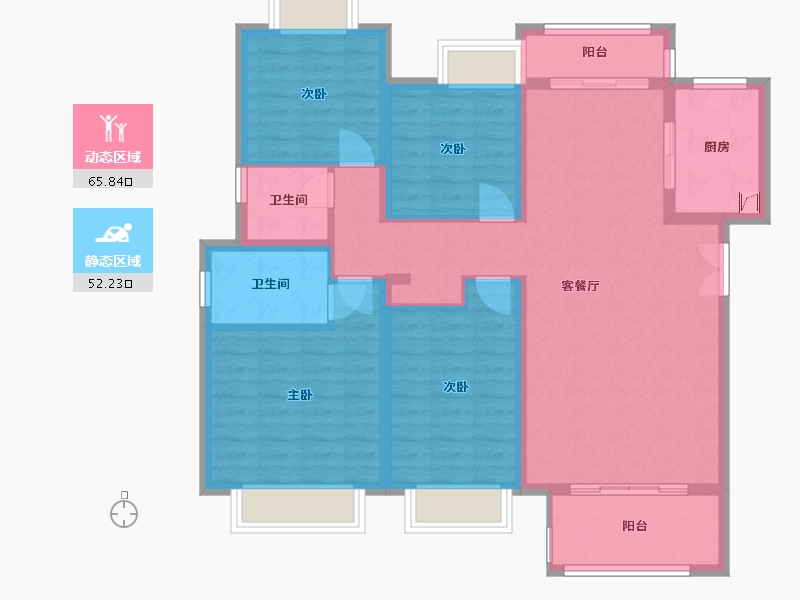 湖北省-咸宁市-雅士林桂府-105.58-户型库-动静分区