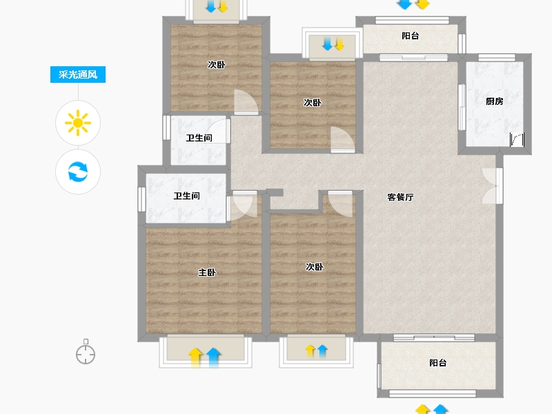 湖北省-咸宁市-雅士林桂府-105.58-户型库-采光通风