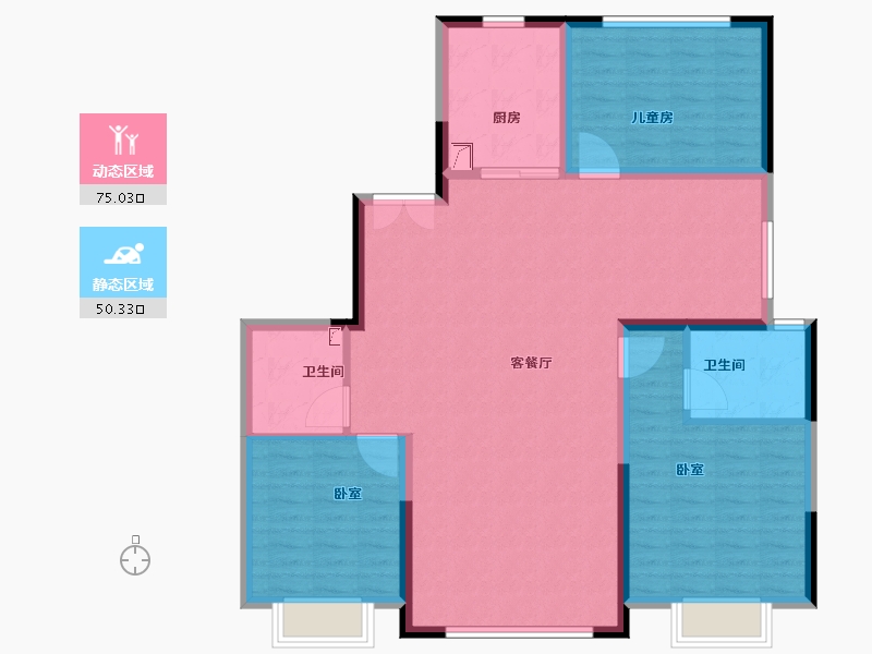 陕西省-西安市-鑫苑府-114.00-户型库-动静分区