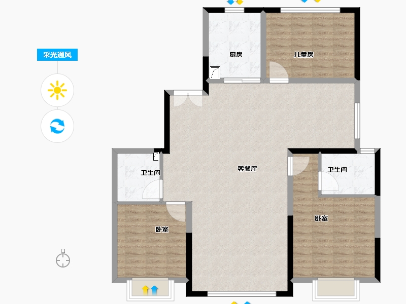 陕西省-西安市-鑫苑府-114.00-户型库-采光通风