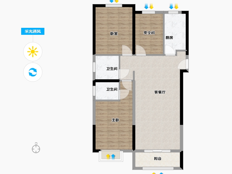 湖北省-黄冈市-东方明珠.长安郡-101.00-户型库-采光通风