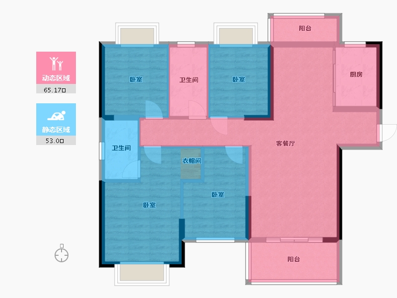 湖北省-黄冈市-力高君悦府-105.53-户型库-动静分区