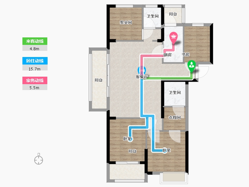 湖北省-黄冈市-东方明珠.长安郡-108.95-户型库-动静线