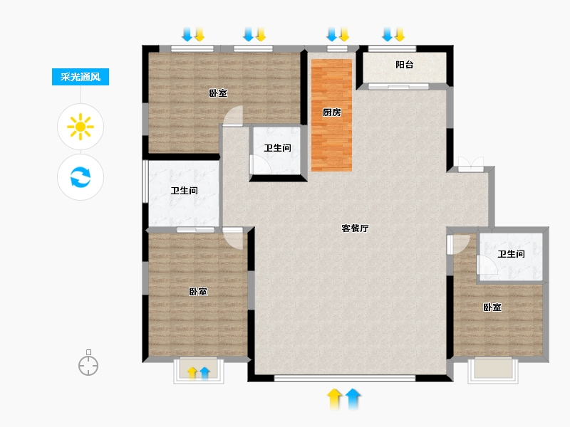 陕西省-西安市-鑫苑府-164.94-户型库-采光通风