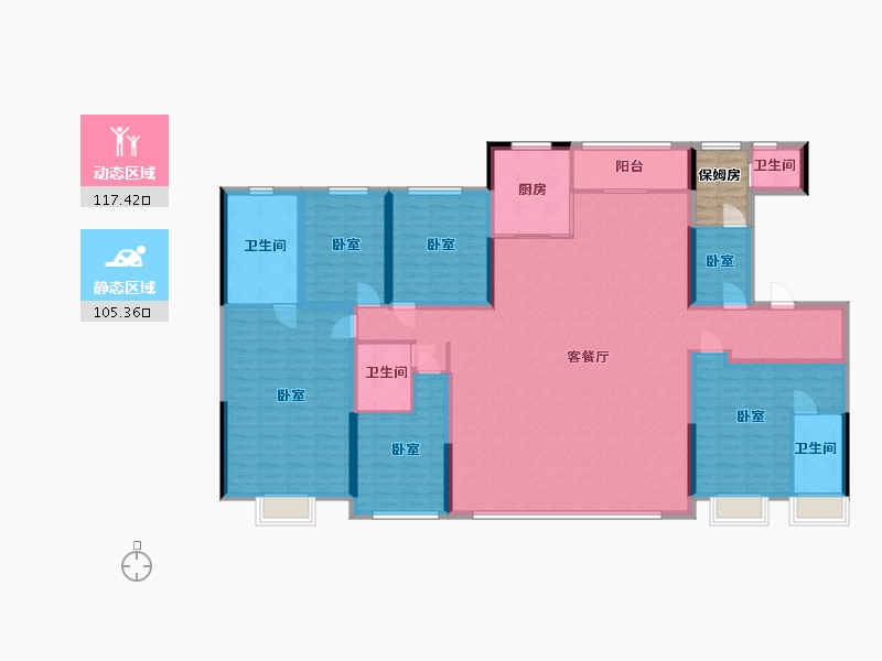 陕西省-西安市-鑫苑府-207.99-户型库-动静分区