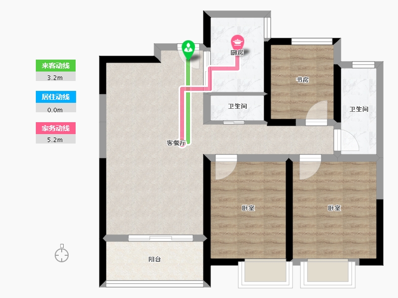 陕西省-西安市-启迪·大院儿-73.61-户型库-动静线