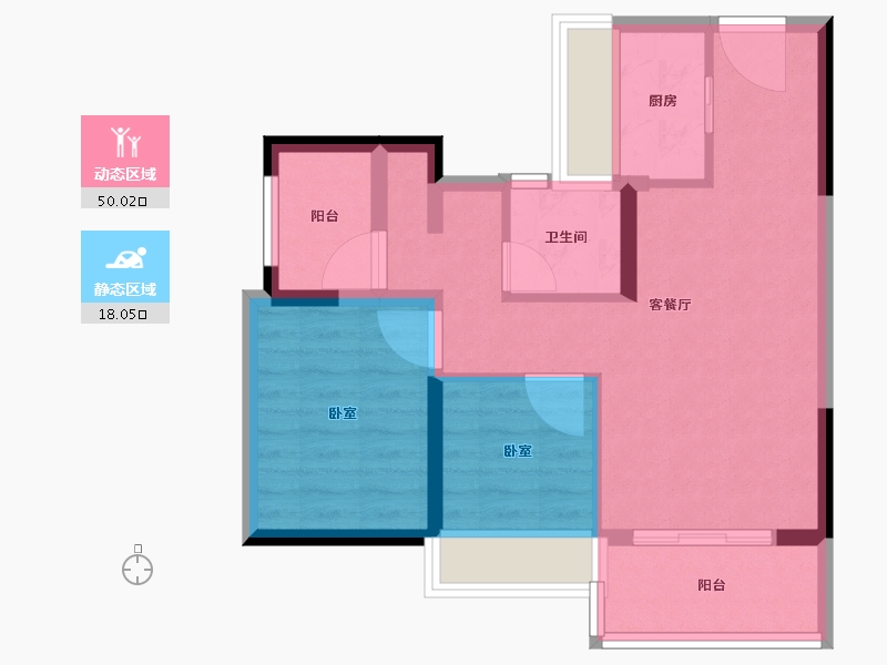 广东省-佛山市-美的花样年云璟-60.00-户型库-动静分区