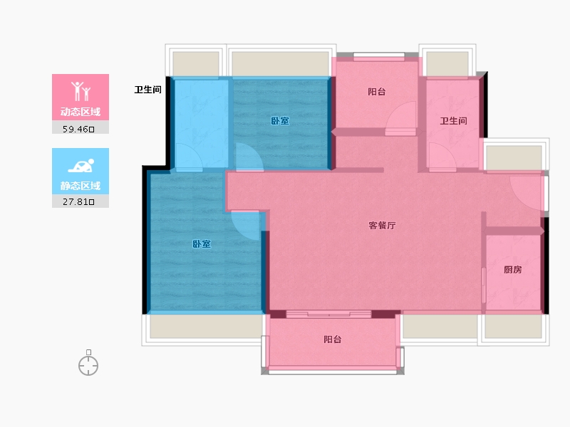 广东省-佛山市-美的花样年云璟-78.00-户型库-动静分区