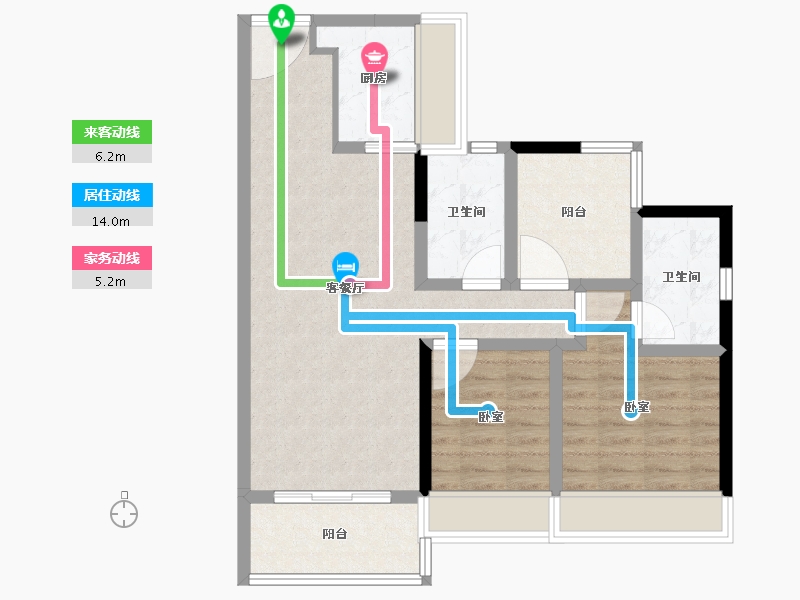 广东省-佛山市-美的花样年云璟-77.00-户型库-动静线