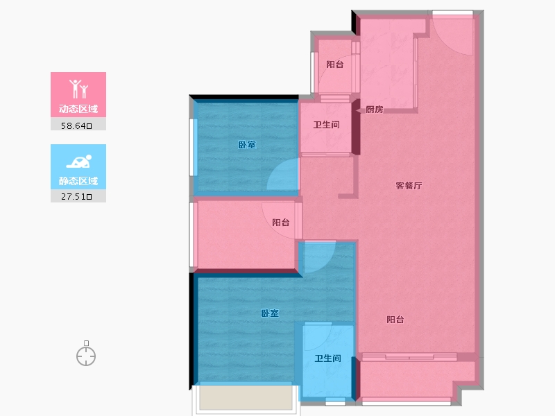 广东省-佛山市-碧桂园云樾金沙-77.00-户型库-动静分区