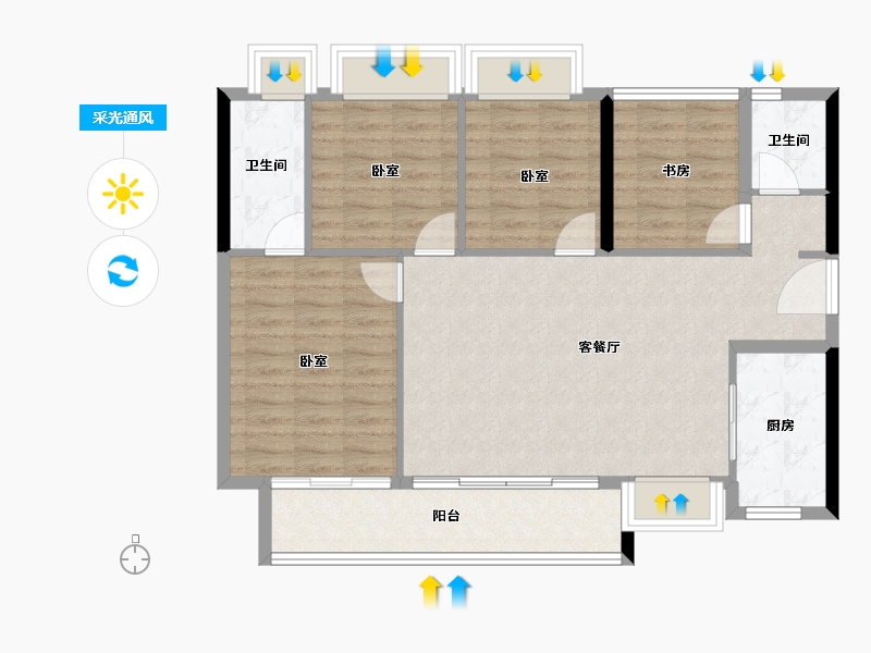 广东省-佛山市-新希望奥园金沙公馆-93.21-户型库-采光通风