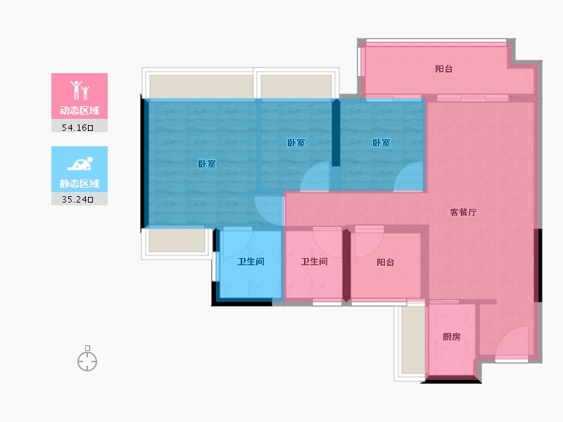 广东省-佛山市-美的花样年云璟-80.00-户型库-动静分区