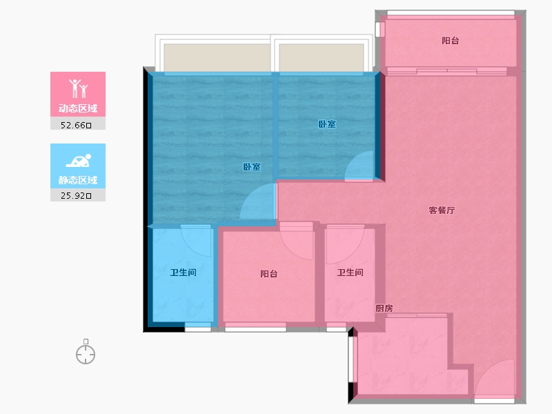 广东省-佛山市-碧桂园云樾金沙-70.00-户型库-动静分区