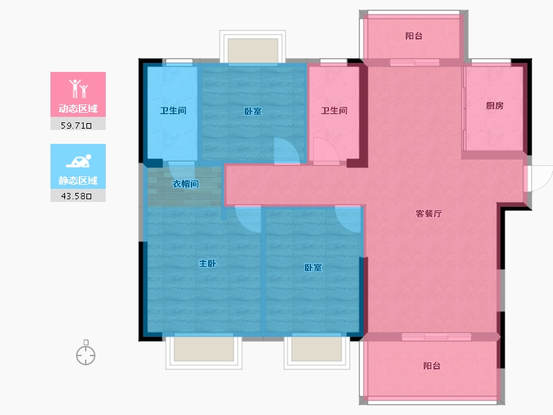 湖北省-黄冈市-力高君悦府-93.21-户型库-动静分区