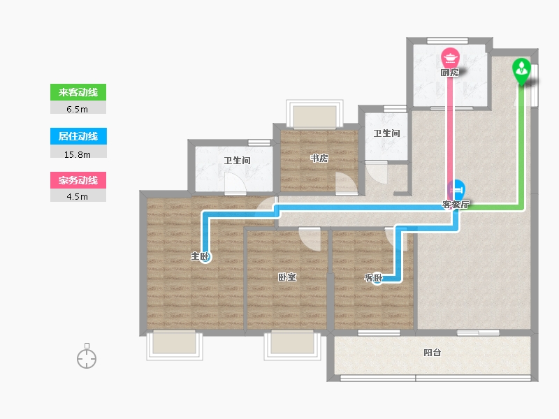 湖北省-襄阳市-东泰壹号院-108.44-户型库-动静线