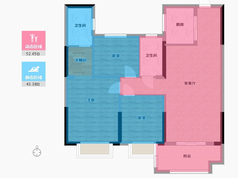 湖北省-黄冈市-力高君悦府-86.04-户型库-动静分区