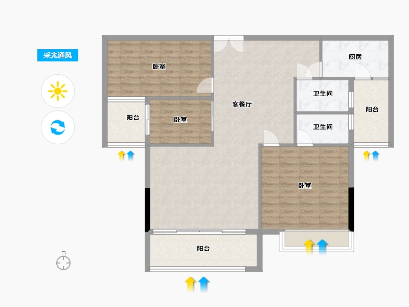 湖北省-黄石市-东方装饰城五期-114.36-户型库-采光通风