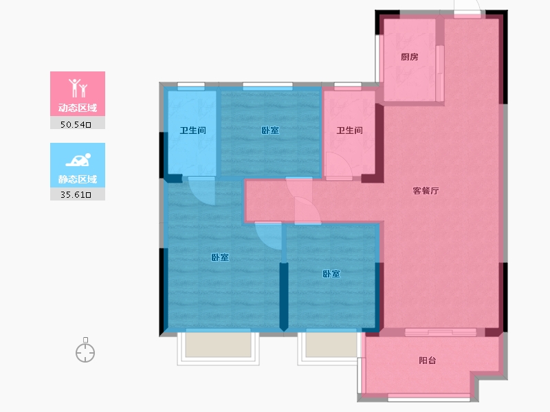 湖北省-黄冈市-力高君悦府-76.96-户型库-动静分区