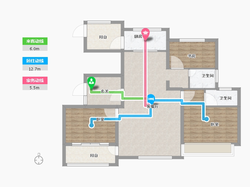 江苏省-盐城市-俊知香槟公馆-105.07-户型库-动静线