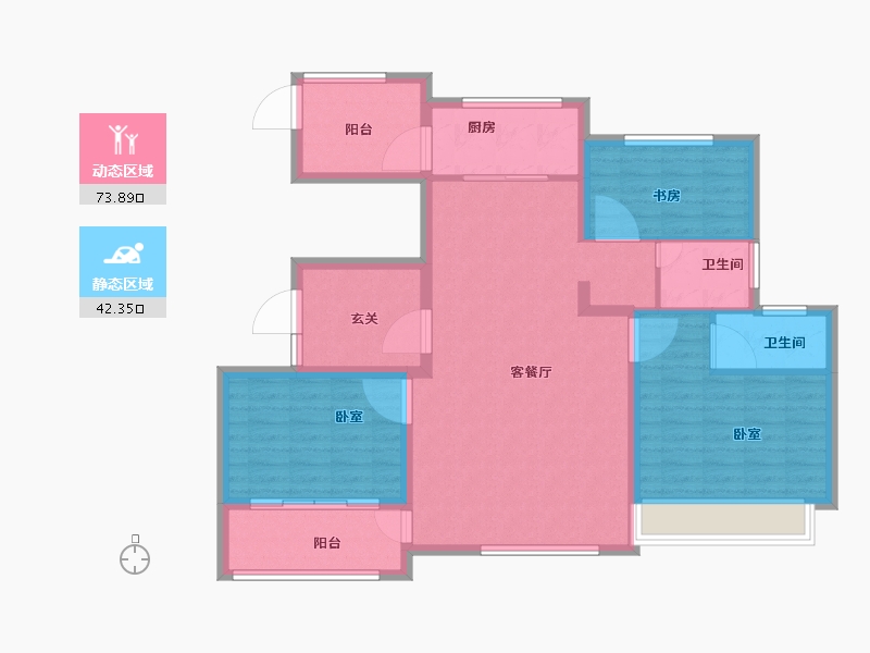 江苏省-盐城市-俊知香槟公馆-105.07-户型库-动静分区