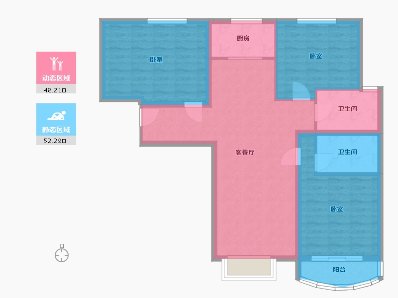 河北省-唐山市-东方渔人码头-90.37-户型库-动静分区