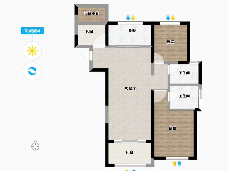 安徽省-合肥市-保利拉菲公馆-79.68-户型库-采光通风