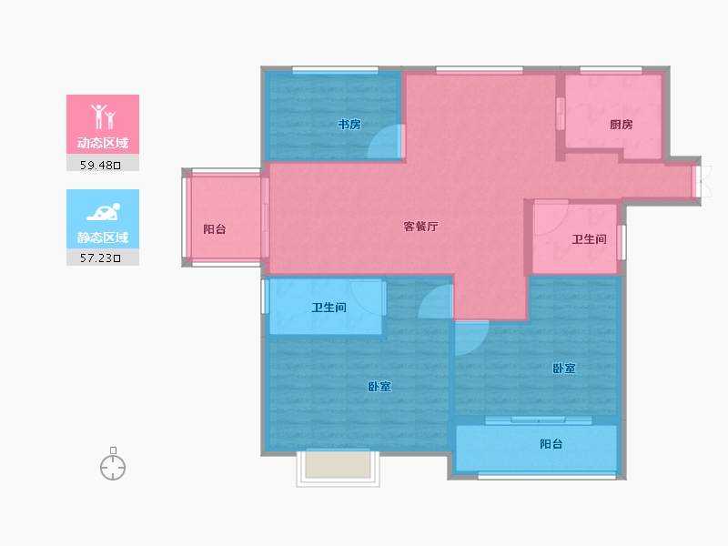 江苏省-盐城市-俊知香槟公馆-106.27-户型库-动静分区