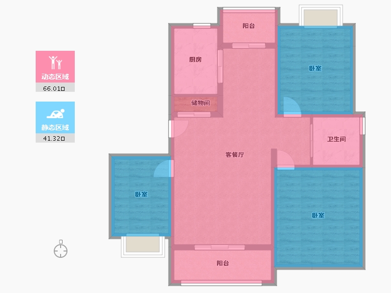 江苏省-南京市-雨山美地-96.06-户型库-动静分区