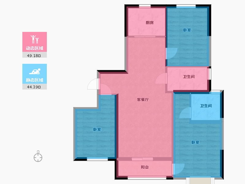 甘肃省-天水市-明昊瑞府-83.39-户型库-动静分区