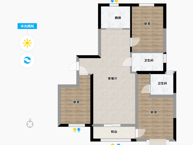 甘肃省-天水市-明昊瑞府-83.39-户型库-采光通风