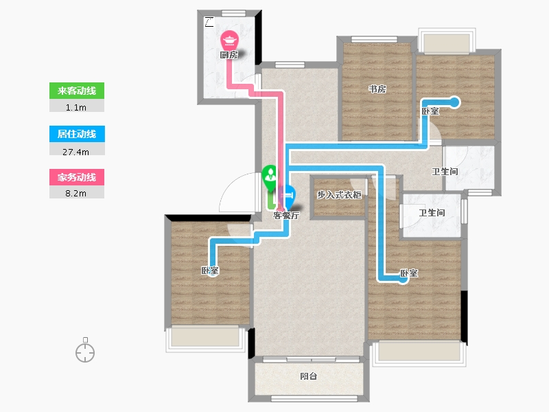 浙江省-宁波市-锦绣江南-128.01-户型库-动静线