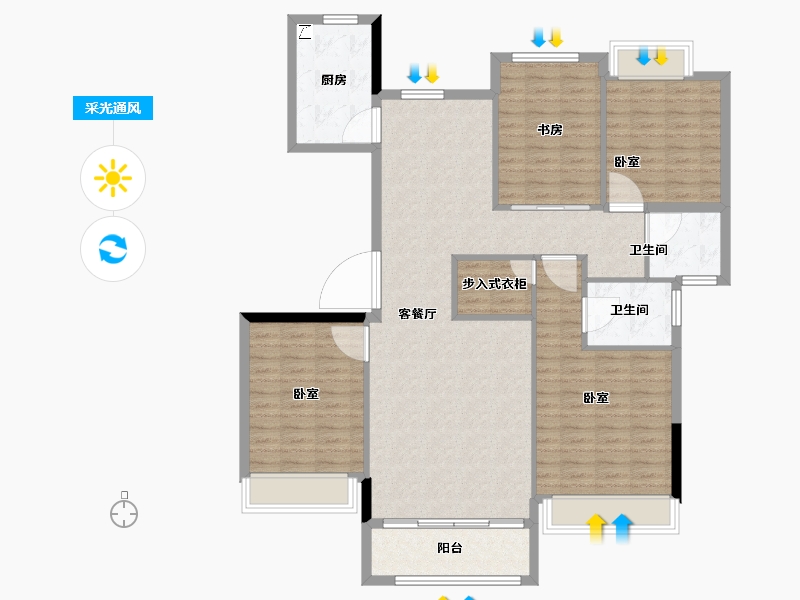 浙江省-宁波市-锦绣江南-128.01-户型库-采光通风