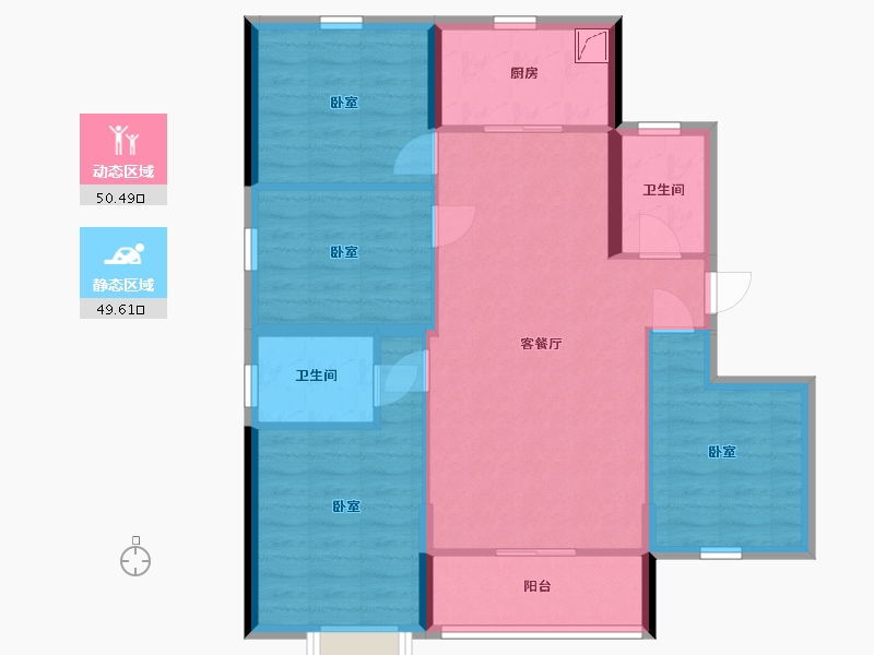 甘肃省-天水市-明昊瑞府-89.78-户型库-动静分区