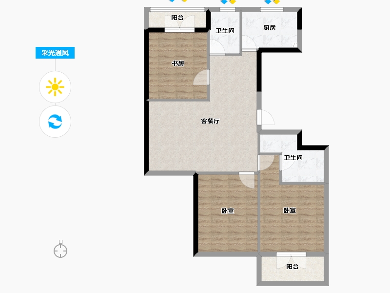 浙江省-宁波市-汇智佳园-96.00-户型库-采光通风