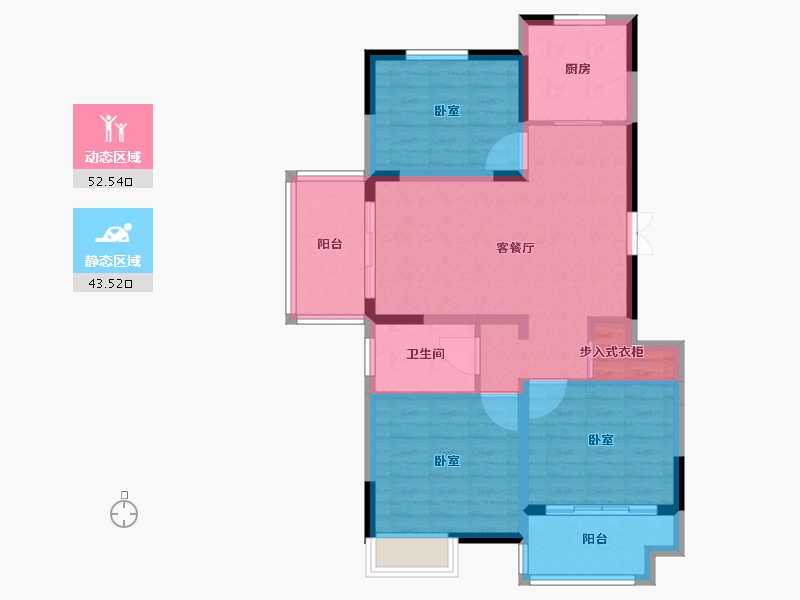 江苏省-南通市-苏中尚城-86.00-户型库-动静分区