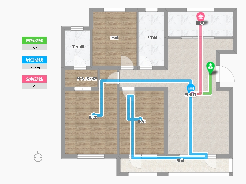 辽宁省-大连市-鸿玮澜山二期和院-95.20-户型库-动静线