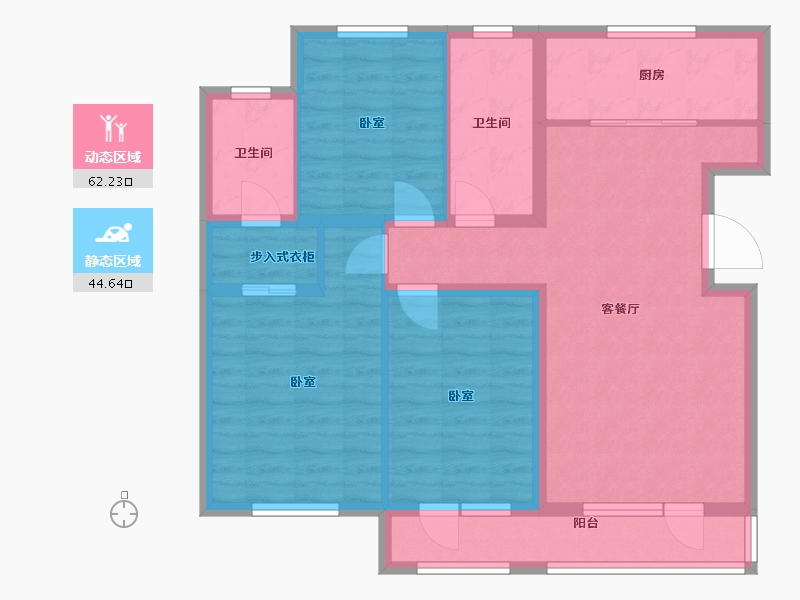 辽宁省-大连市-鸿玮澜山二期和院-95.20-户型库-动静分区