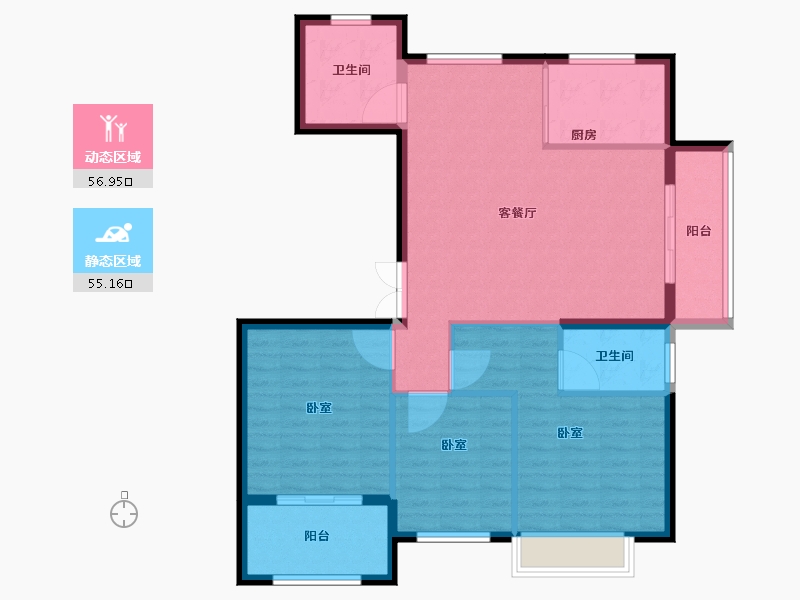 浙江省-宁波市-新中宇维萨-102.00-户型库-动静分区