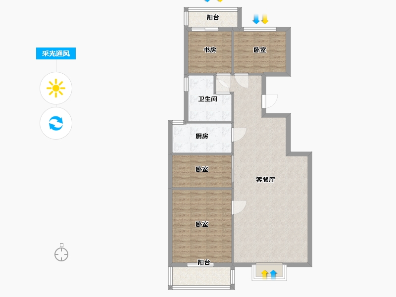 河北省-邯郸市-龙山君子居-100.66-户型库-采光通风