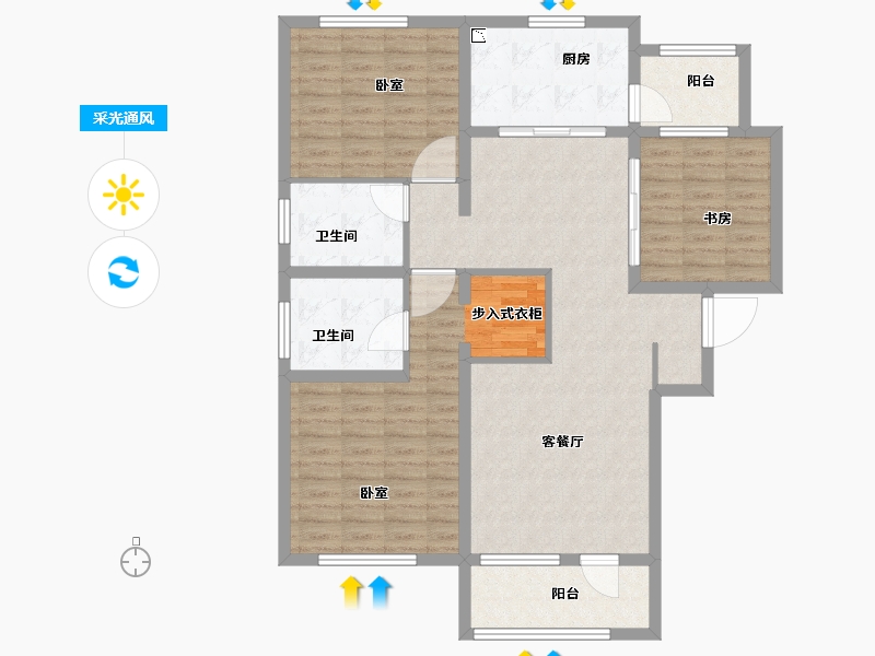 江苏省-苏州市-朗诗东吴绿郡-113.87-户型库-采光通风