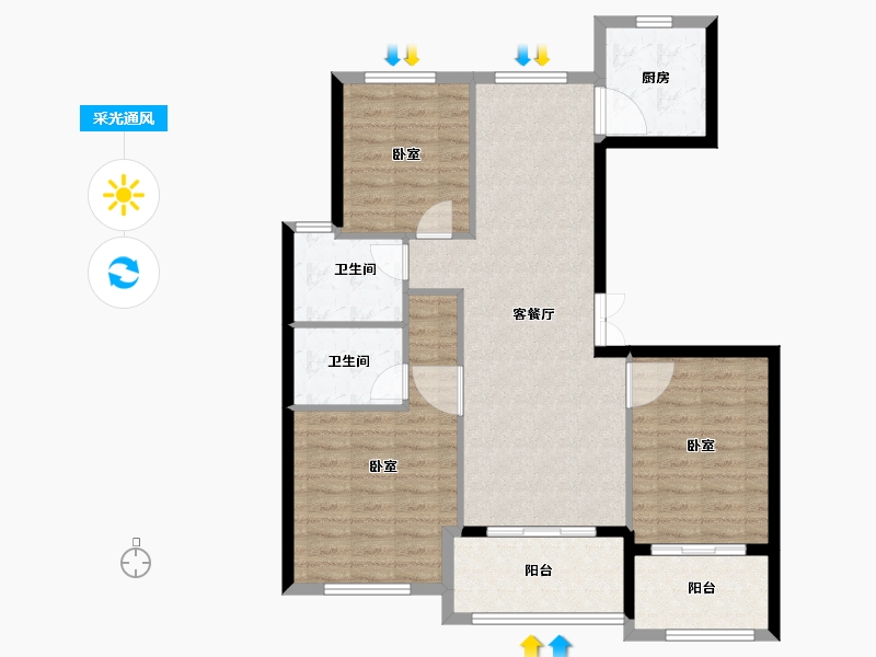 浙江省-宁波市-新中宇维萨-98.00-户型库-采光通风