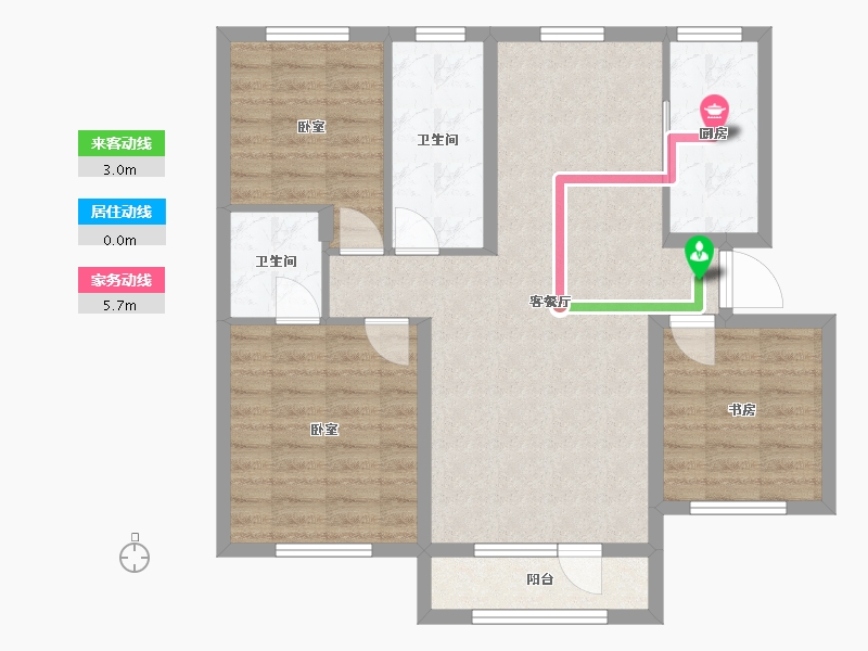 辽宁省-大连市-鸿玮澜山二期和院-85.83-户型库-动静线