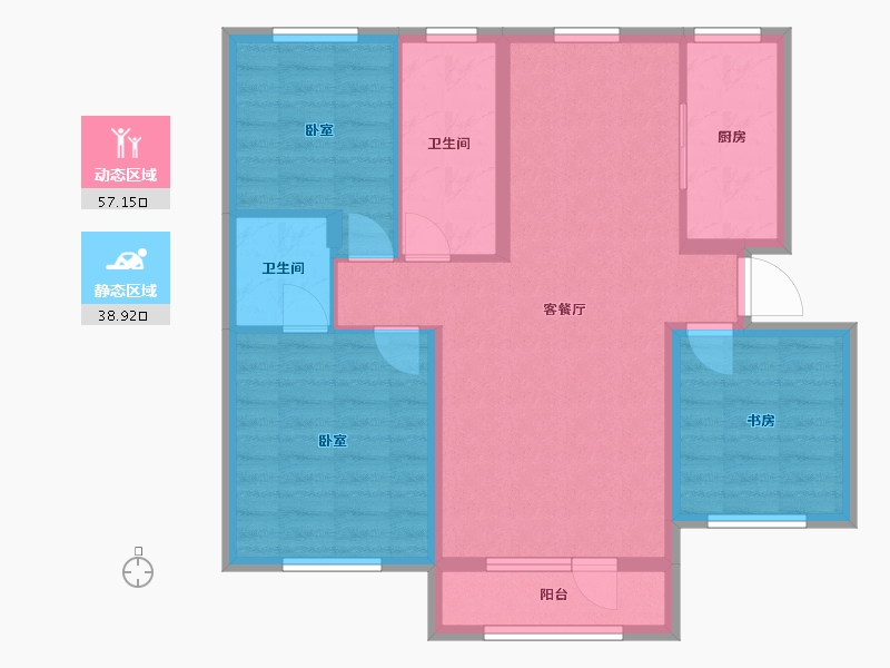 辽宁省-大连市-鸿玮澜山二期和院-85.83-户型库-动静分区