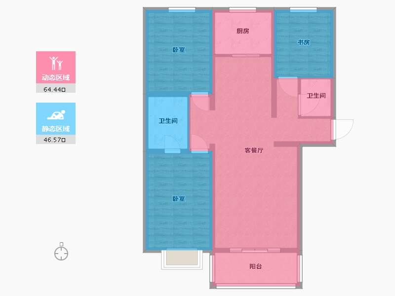 内蒙古自治区-呼和浩特市-西城阳光-99.58-户型库-动静分区