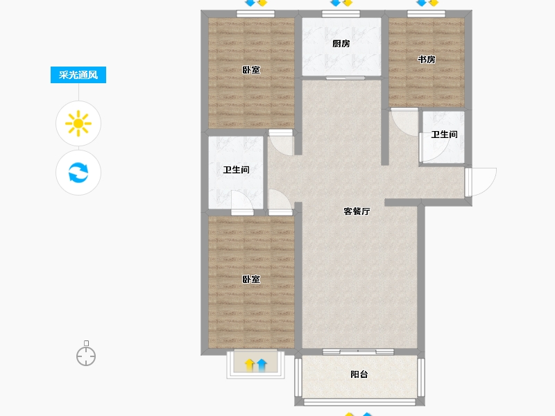 内蒙古自治区-呼和浩特市-西城阳光-99.58-户型库-采光通风