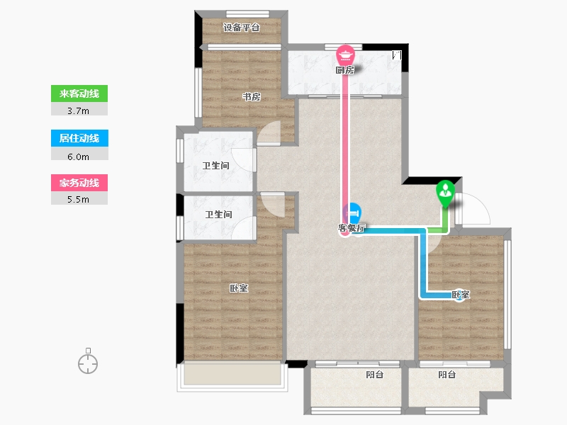 浙江省-宁波市-锦绣江南-108.00-户型库-动静线