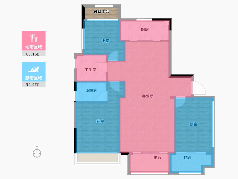 浙江省-宁波市-锦绣江南-108.00-户型库-动静分区